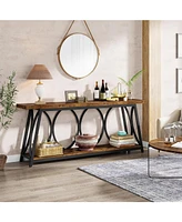 Tribesigns 70.9 inch Extra Long Console Table, Industrial Sofa Table Behind Couch with 2 Tier Storage Shelf, Narrow Entryway Hallway Accent for