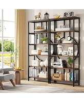 Tribesigns 70.9 Inch Industrial Bookshelf, 6-Tier Tall Bookcase with Open Shelves, Wood and Metal Display Shelf Storage Shelves for Bedroom, Living Ro