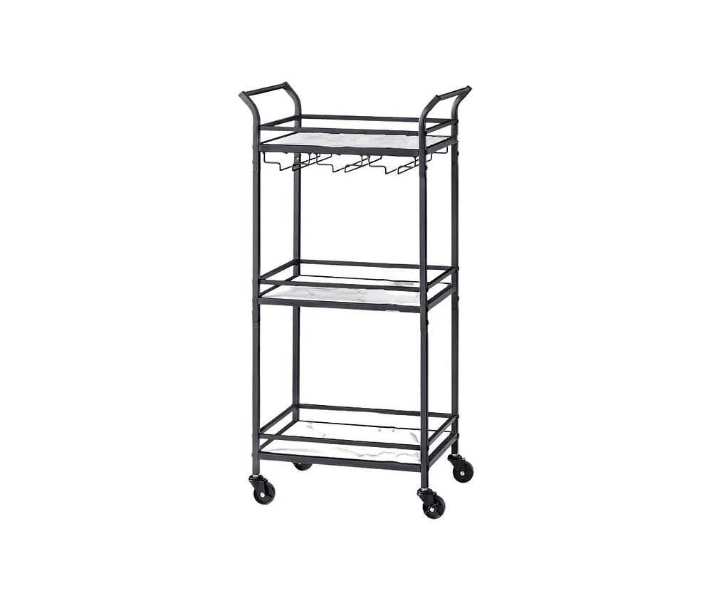 Slickblue Bar Cart, Home Serving Small Cart with 3-Tier Shelf