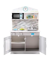Gymax Kids Wooden Pretend Cooking Playset Cookware Play Set Kitchen Toys Gift