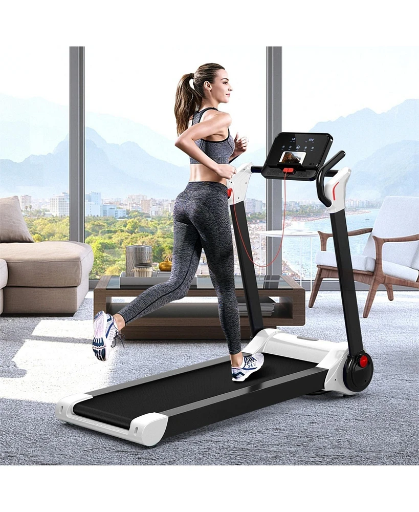 Vebreda 2.25 Hp Electric Motorized Folding Running Treadmill Machine with Led Display-White