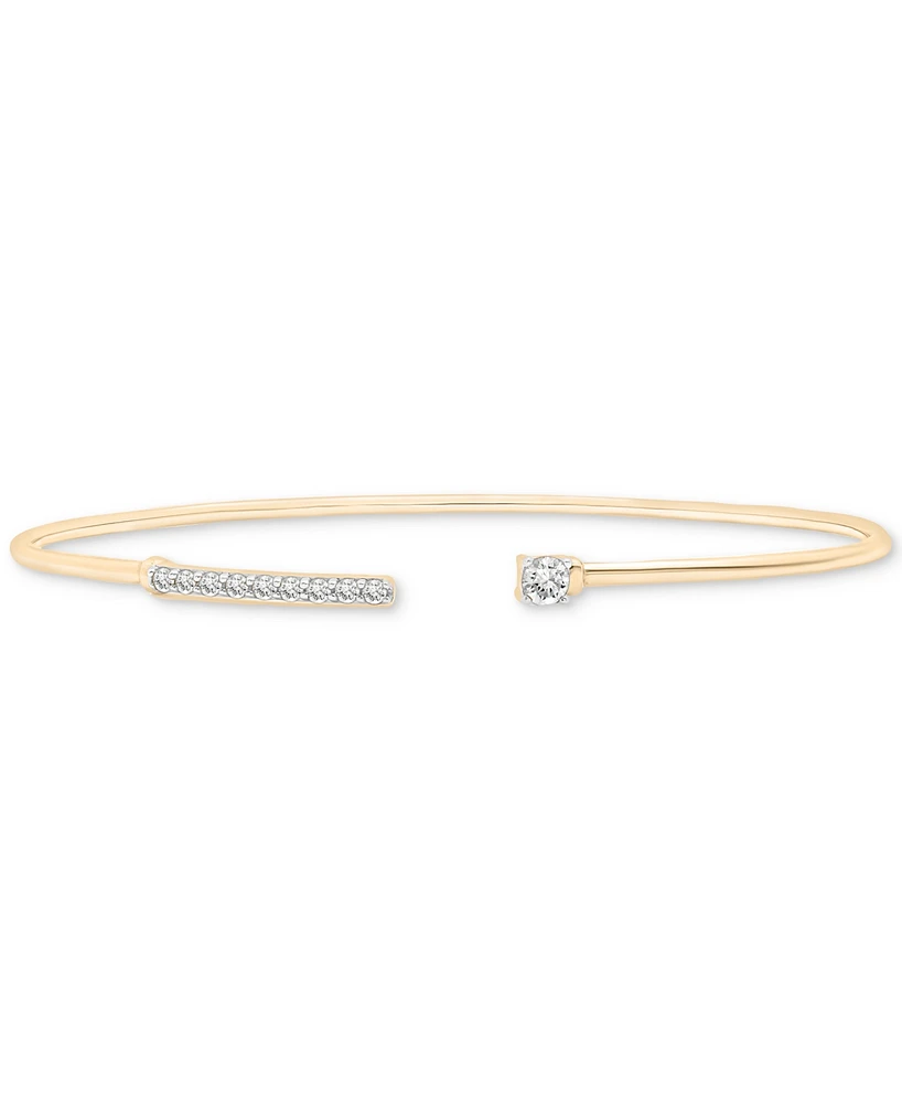 Wrapped Diamond Wire Cuff Bangle Bracelet (1/4 ct. t.w.) in 14k Gold, Created for Macy's