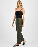 Jm Collection Women's Metallic-Stripe Wide-Leg Pants, Created for Macy's