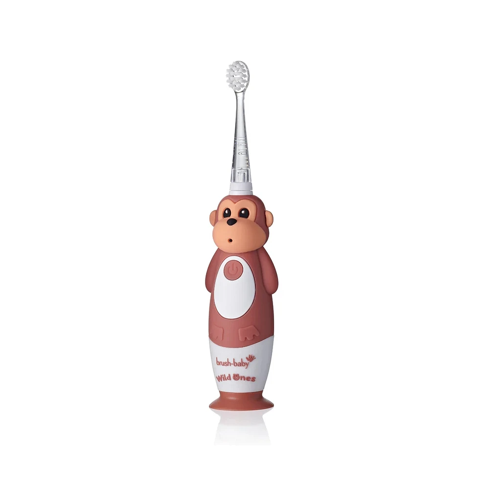 Brush-Baby WildOnes Monkey Kids Electric Rechargeable Toothbrush | Childrens Electric Toothbrush | Animal Character Toothbrush