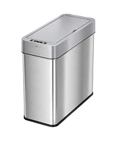 iTouchless Stainless steel Slim Sensor Trash Can with Side Lid Open and AbsorbX Odor Filter 4 Gallon Silver 