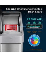 iTouchless Stainless steel Slim Sensor Trash Can with Side Lid Open and AbsorbX Odor Filter 4 Gallon Silver 