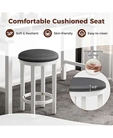 Bar Stools Set of 2 Counter Height with Round Seat & Footrest for Kitchen