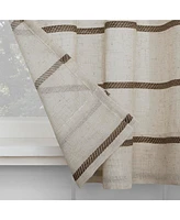 Clean Window Twill Stripe Anti-Dust Linen Blend Sheer Cafe Curtain Pair