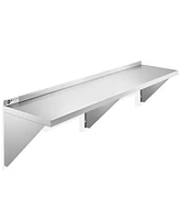 Kutler 18" x 72" Stainless Steel Shelf, Nsf Commercial Wall Mount Shelving w/ Backsplash, Floating Metal Mounted Shelves for Restaurant, Kitchen, Home