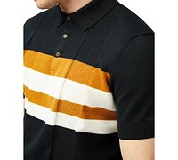 Ben Sherman Men's Regular-Fit Textured-Knit Stripe Polo Shirt