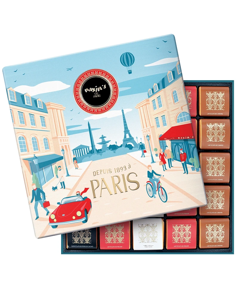 Maxim's De Paris Chocolate Square Assortment Paris Gift Tin, 50 Piece