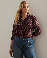 Lauren Ralph Plus Cotton Floral Shirt