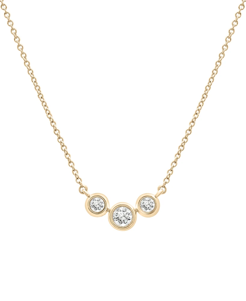 Wrapped Diamond Triple Bezel 17" Pendant Necklace (1/4 ct. t.w.) in 10k Gold, Created for Macy's