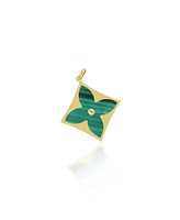 The Lovery Malachite Luxe Flower Charm 14K Gold 17 millimeters