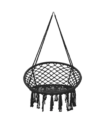 Vebreda Hanging Macrame Hammock Chair with Handwoven Cotton Backrest