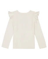 Tommy Hilfiger Big Girls Sequin Long Sleeve Ruffle Tee