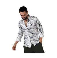 Campus Sutra Men's Charcoal Grey Abstract Fade Shirt