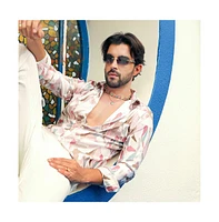 Men's Nude Pink & Ivory White Petal Block Shirt