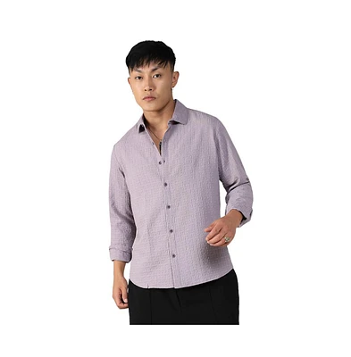 Campus Sutra Men's Lavender Textured Weave Shirt