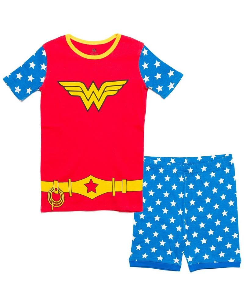 Dc Comics Girls Justice League Wonder Woman Pajama Shirt and Shorts Sleep Set to