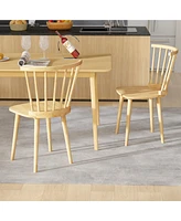 Costway Rubber Wood Windsor Dining Chairs Set of 2 with Spindle Back for Living Room