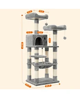 Slickblue Multi-level Cat Tree With Sisal-covered Scratching Posts, Plush Perches, Hammock and Condo for