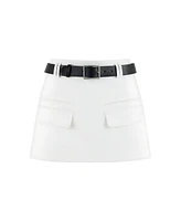 Nocturne Women's Leather Belted Mini Skirt