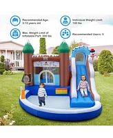 6-in-1 Winter Theme Snowman Inflatable Castle Kids Bounce House with 735W Blower