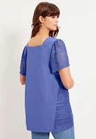 June + Vie Women's Short-Sleeve Lace Tunic