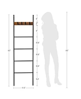 Slickblue 5-Tier Blanket Ladder Shelf Stylish and Functional Storage for Throws and Blankets