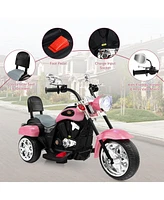 Gymax 6V Kids Ride On Chopper Motorcycle 3 Wheel Trike with Headlight Pink