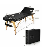 Givimo 3 Fold Portable Adjustable Massage Table with Carry Case-Black