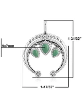 American West Jewelry Sterling Silver and Pear Cut Green Turquoise Gemstone Rope Naja Pendant Enhancer