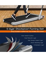 2-in-1 Folding Treadmill with Remote Control and Led Display-Silver
