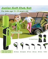 Vebreda Junior Complete Golf Club Set with Stand Bag Rain Hood-Green