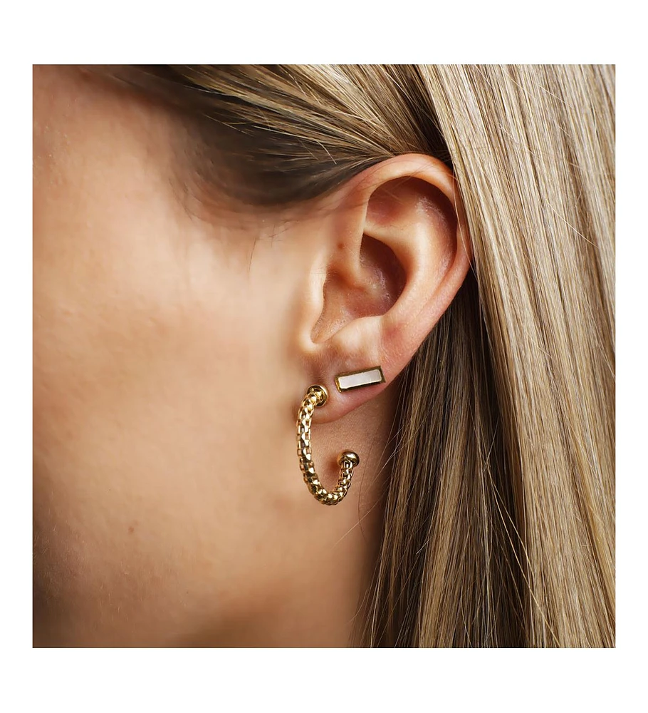 The Lovery Gold Box Chain Hoop Earrings 14K Gold