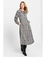 Olsen Women's Snake Print Midi Tunic Dress