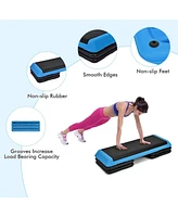 Skonyon 43 Inches Height Adjustable Fitness Aerobic Step with Risers-Blue