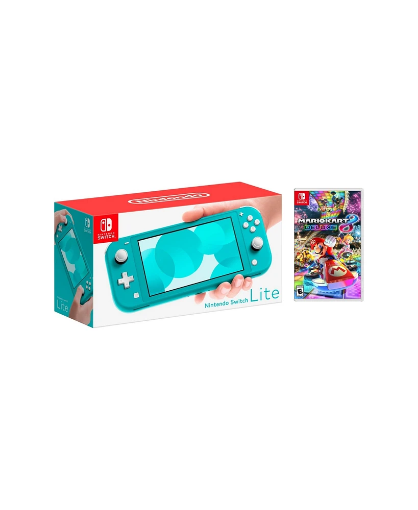 Nintendo Switch Lite Turquoise Bundle With Mario Kart 8 Deluxe Game