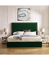 Inspired Home Aksel Velvet Platform Bed Queen Size