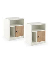 Sugift 2 Pieces 25 Inch Tall Nightstands with Door and 2 Open Shelves-White