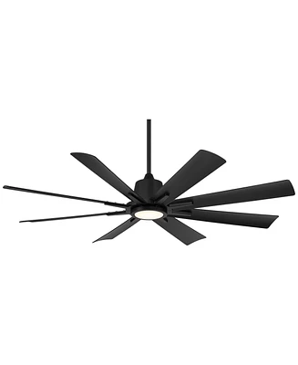 Casa Vieja 54" Inspirit Modern Indoor Outdoor Ceiling Fan 8 Blade Led Light Remote Control Matte Black Finish Blades Bedroom Patio Living Room Kitchen