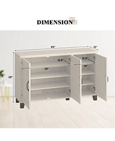 Costway 3-Door Buffet Sideboard Storage Credenza Cabinet Console Adjustable Shelf