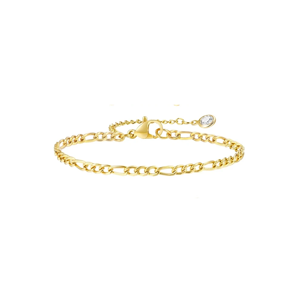 Hollywood Sensation Classic Gold Figaro Chain Bracelet