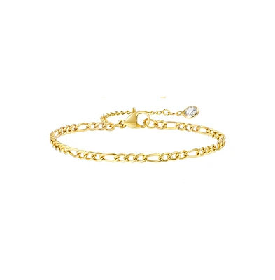 Hollywood Sensation Classic Gold Figaro Chain Bracelet