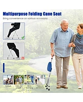 Givimo Lightweight Adjustable Folding Cane Seat with Light-Blue