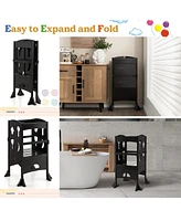 Costway Toddler Folding Kitchen Step Ladder Stool Wooden Safety Tower Helper
