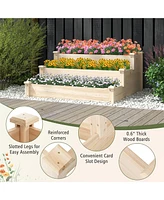 Costway 3-Tier Wooden Raised Garden Bed with Open-Ended Base Growing Planter for Backyard