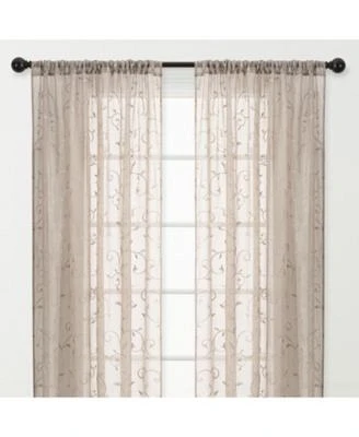 Chanasya Premium Embroidered Swirl Vine Curtains Sheer Curtains For Living Room Bedroom Kitchen 52 X 108 Beige 2 Panels