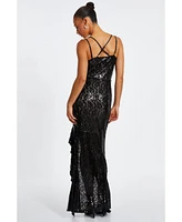 Quiz Women's Sequin Strap Fishtail Maxi Dress